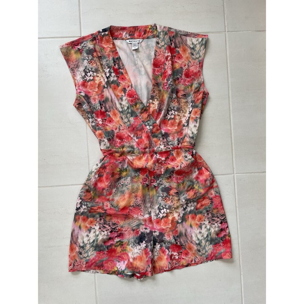 Athleta Romper Marlow Floral Bloom V Neck Lightweight Summer Comfort